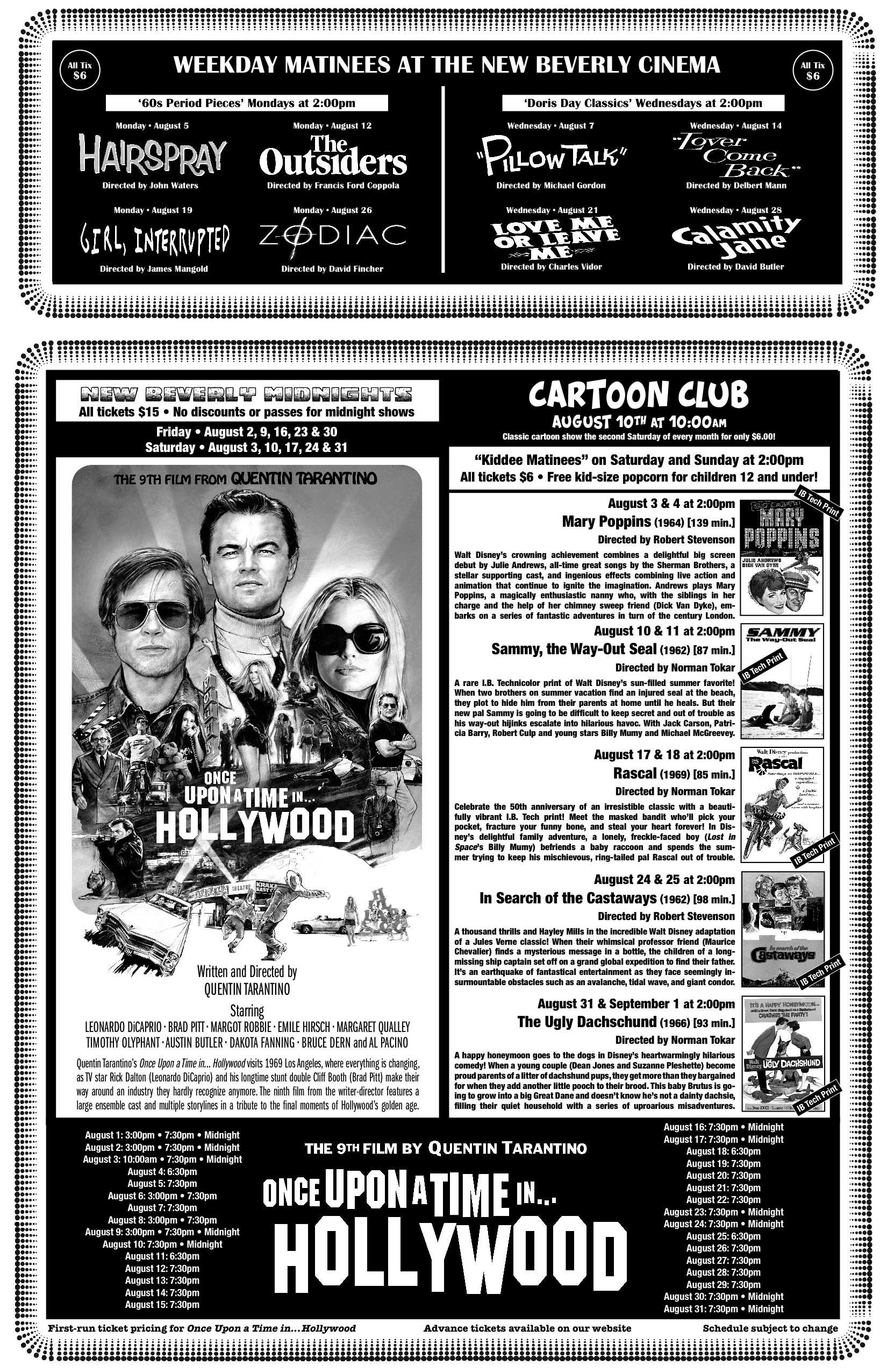 August 2019 New Beverly calendar