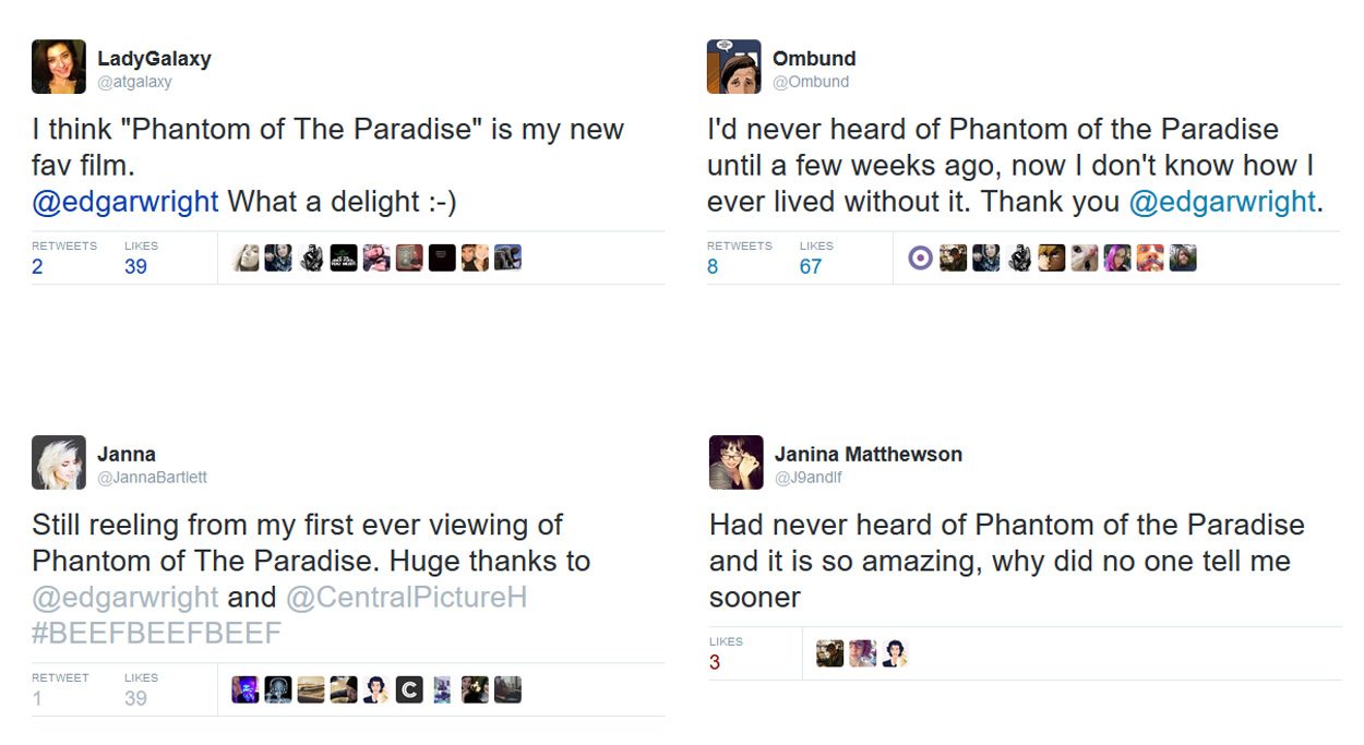 Phantom of the Paradise twitter reactions